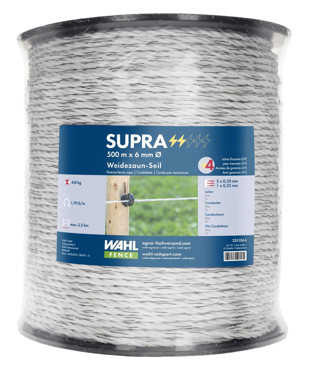 WAHL-FENCE Weidezaunseil - SUPRA - 6 mm / 500 m WAHL-FENCE Weidezaunseil - SUPRA - 6 mm / 500 m