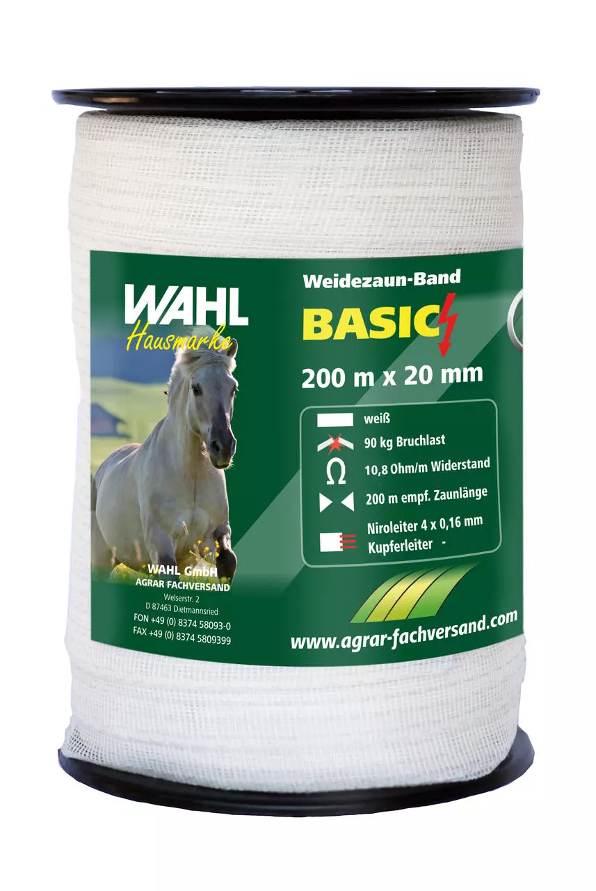 WAHL-FENCE Weidezaunband - BASIC - 20 mm / 200 m WAHL-FENCE Weidezaunband - BASIC - 20 mm / 200 m