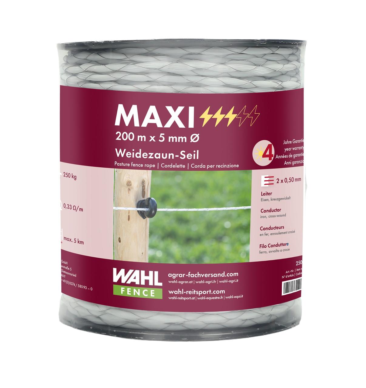 WAHL-FENCE Weidezaunseil - MAXI, weiß - 4 mm / 200m WAHL-FENCE Weidezaunseil - MAXI, weiß - 4 mm / 200m