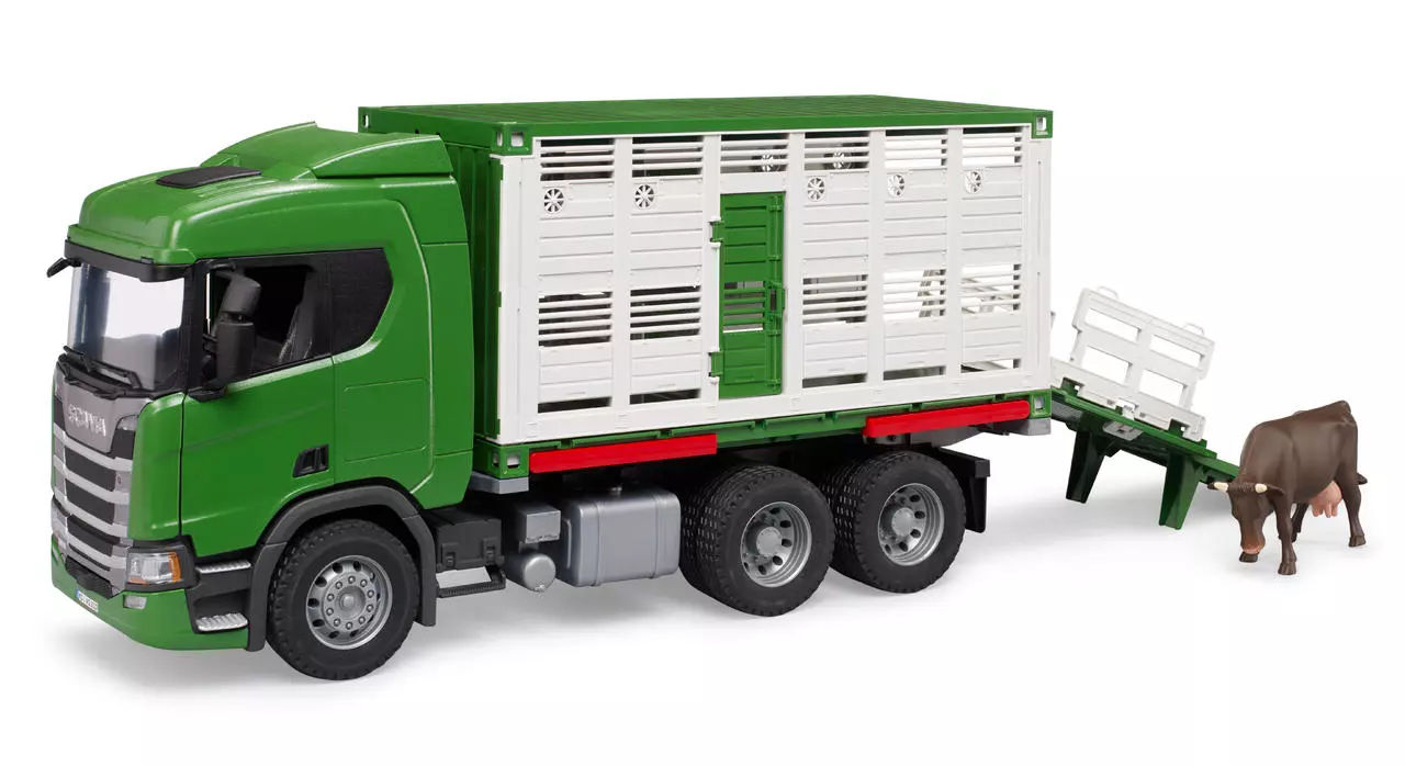 Bruder Scania Super 560R Tiertransport mit Rind Bruder Scania Super 560R Tiertransport mit Rind