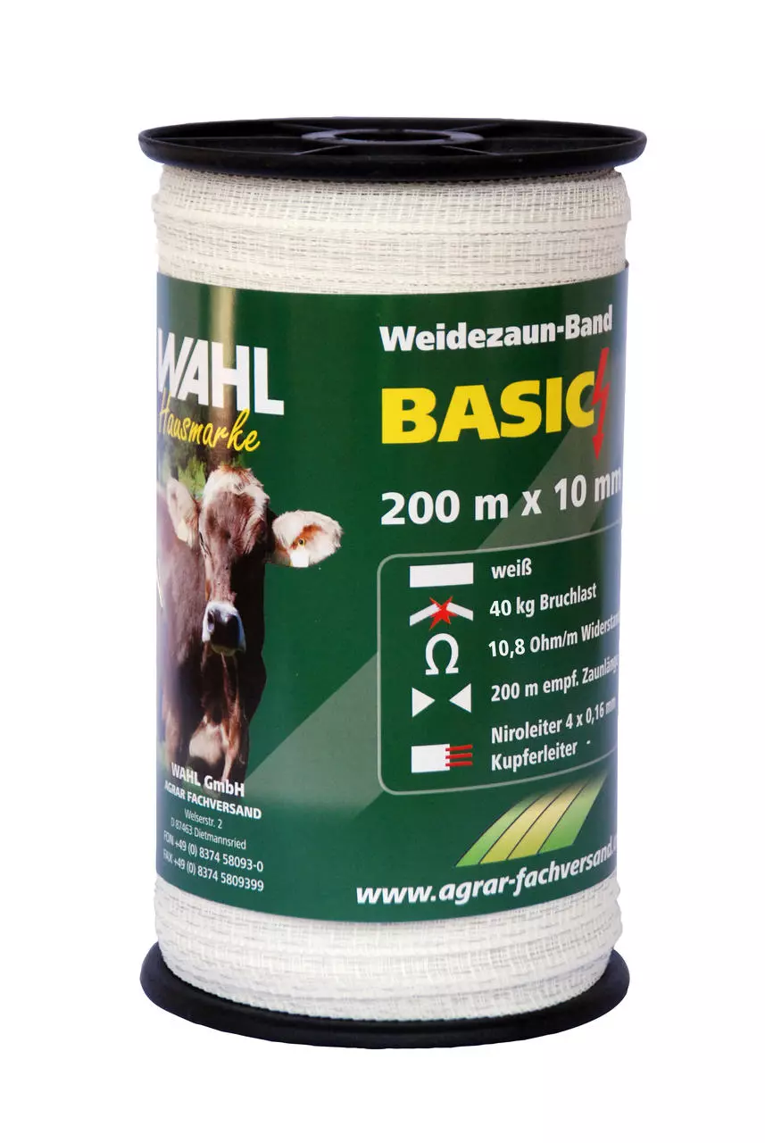WAHL-FENCE Weidezaunband BASIC weiß - 10 mm/200 m WAHL-FENCE Weidezaunband BASIC weiß - 10 mm/200 m