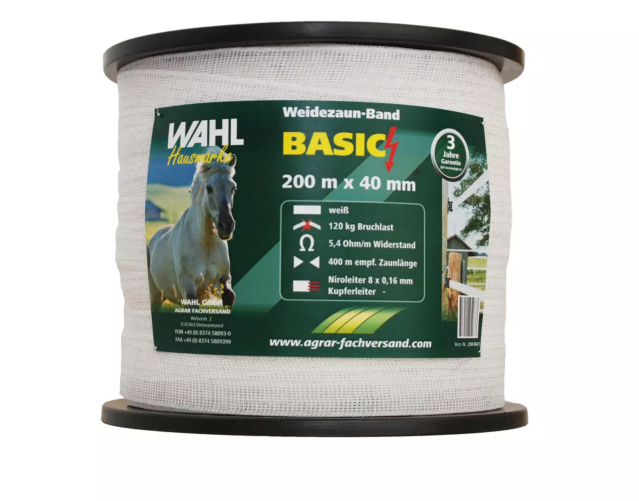 WAHL-FENCE Weidezaunband - BASIC - 40mm / 200m WAHL-FENCE Weidezaunband - BASIC - 40mm / 200m