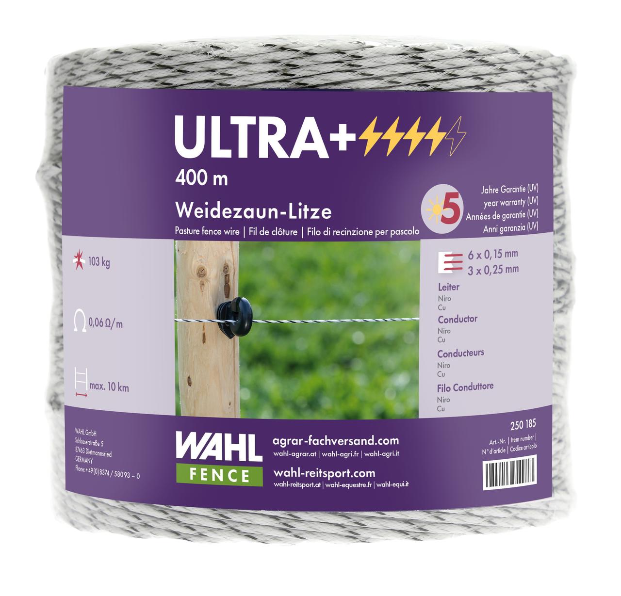 WAHL-FENCE Weidezaunlitze - ULTRA+ - 3 mm / 400 m