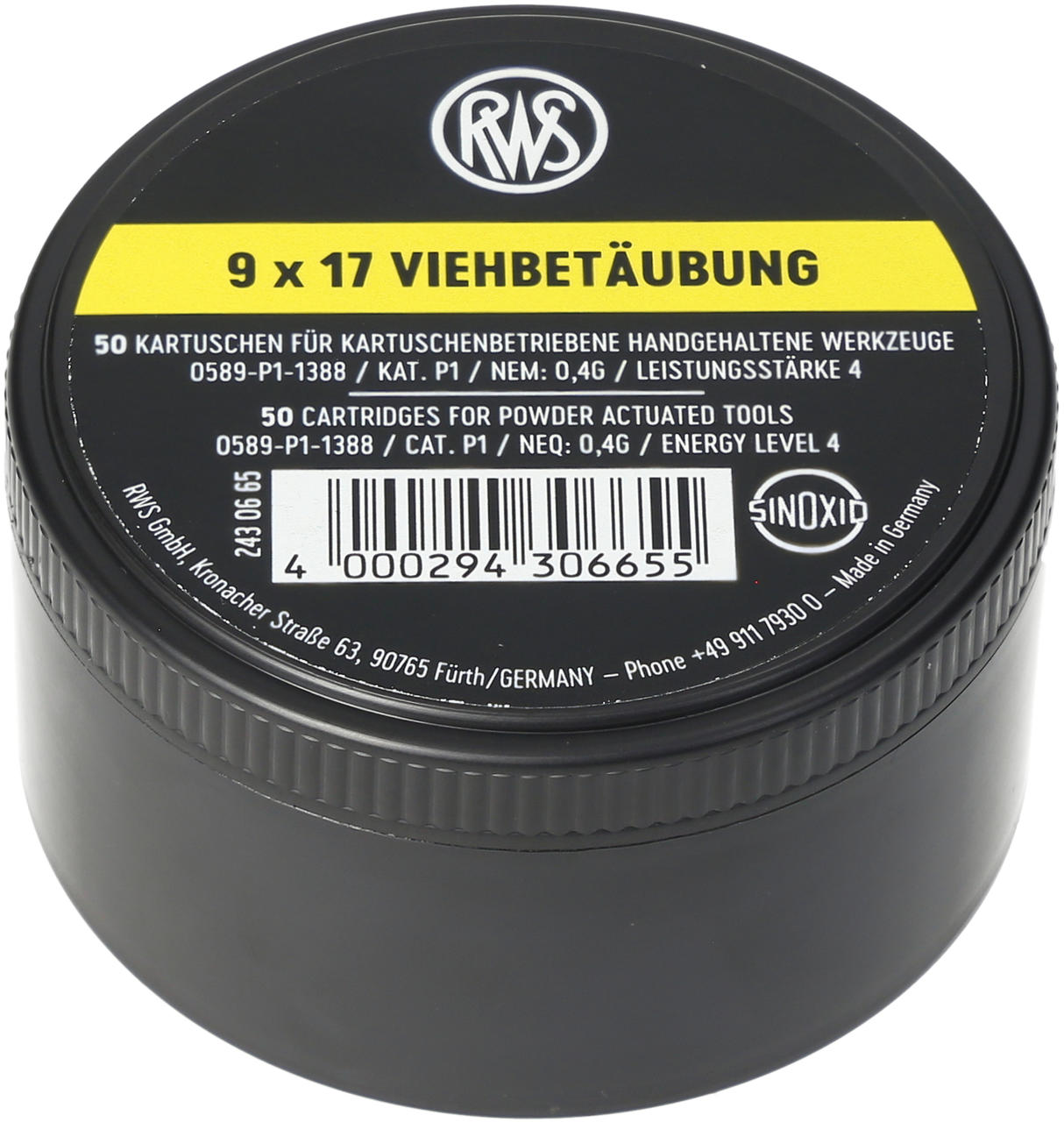 RWS 50 Spezialkartuschen Kaliber 9x17 gelb