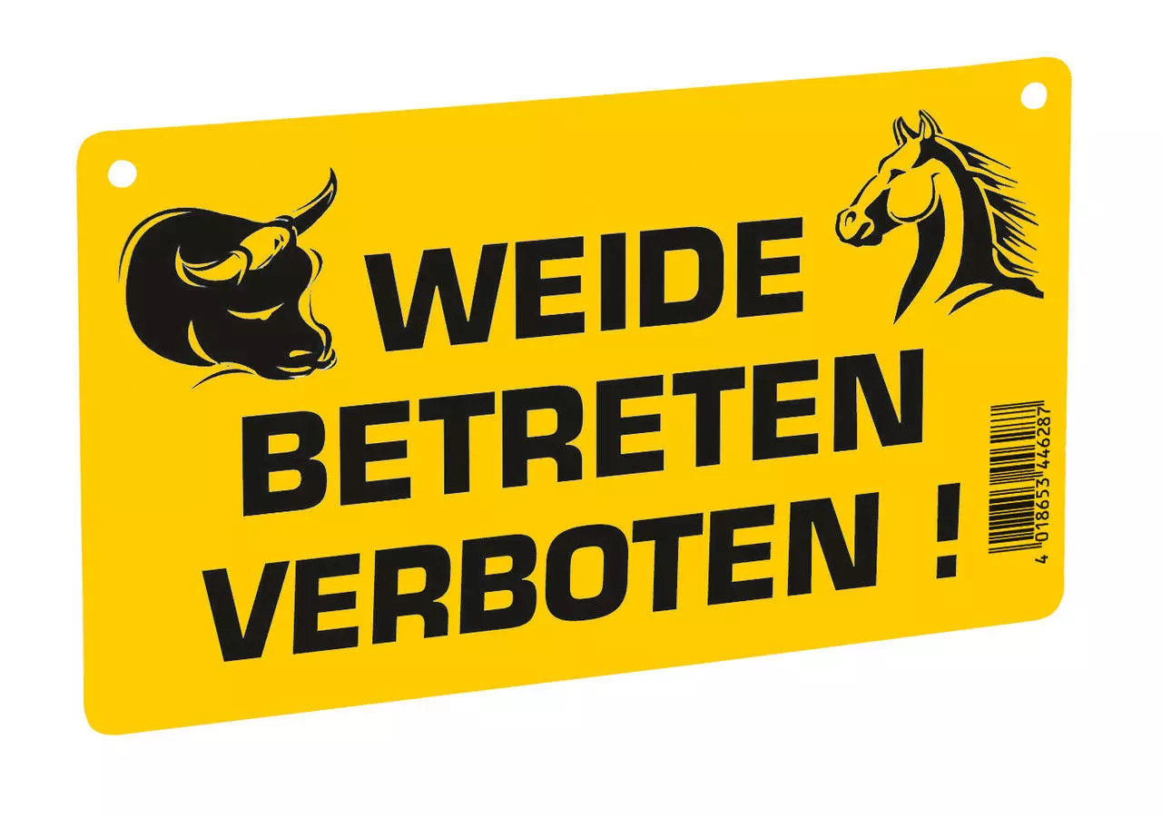 WAHL-Hausmarke Hinweisschild "Weide Betreten verboten!" WAHL-Hausmarke Hinweisschild "Weide Betreten verboten!"