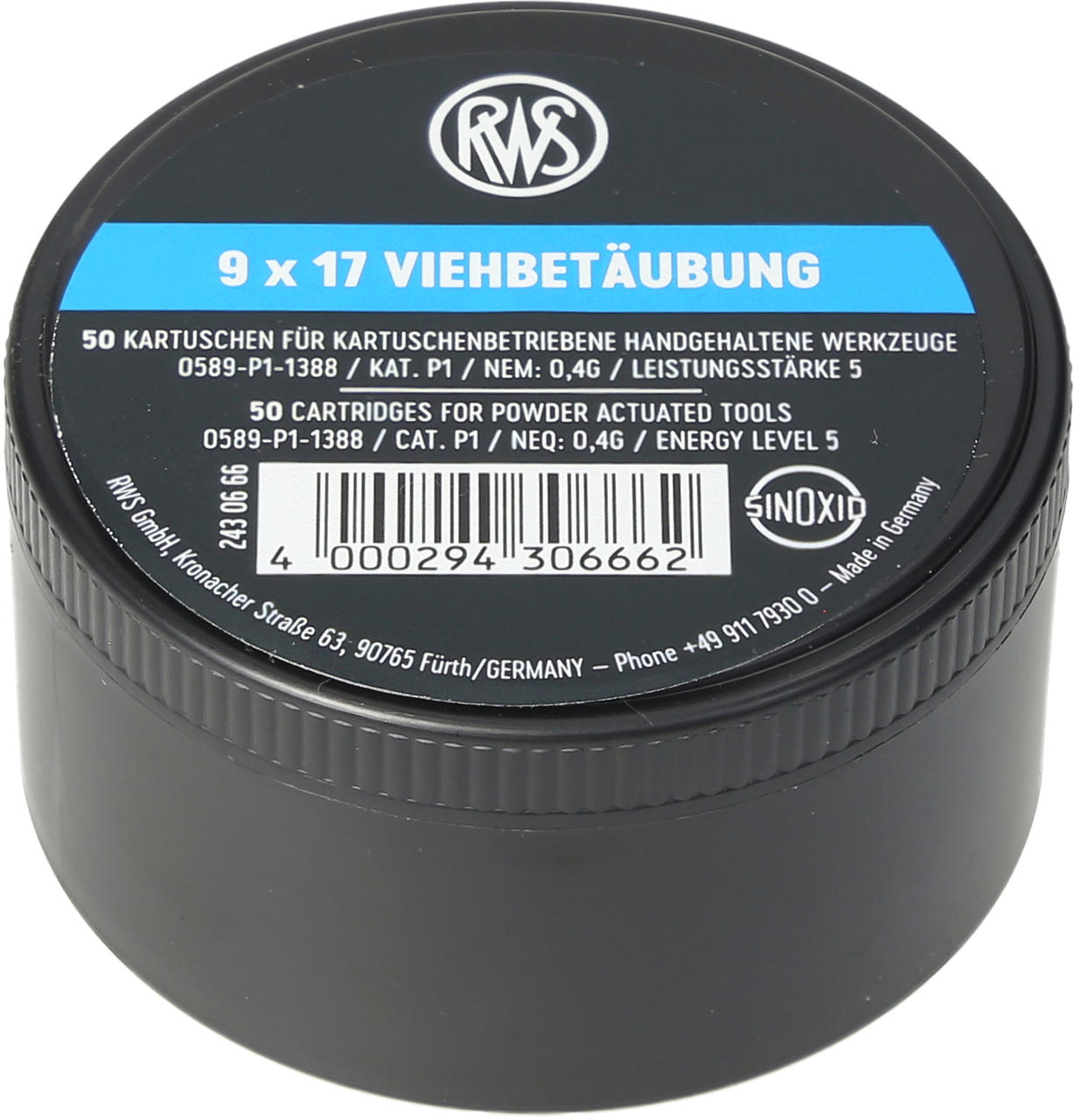 RWS 50 Spezialkartuschen Kaliber 9x17 blau
