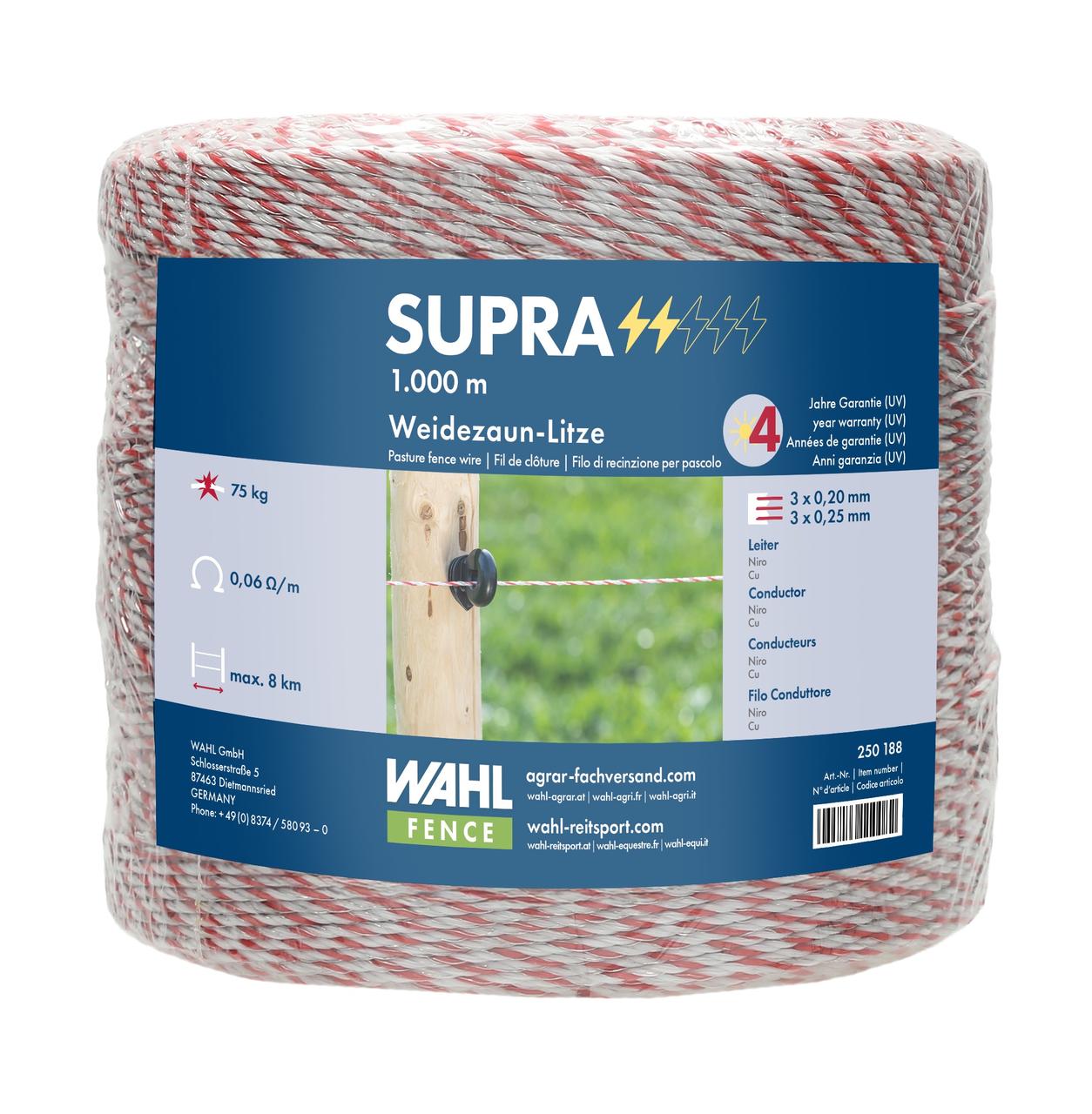 WAHL-FENCE Weidezaunlitze - SUPRA - 1000 m WAHL-FENCE Weidezaunlitze - SUPRA - 1000 m