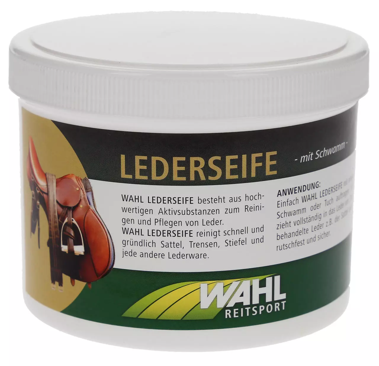 WAHL-Hausmarke Lederseife mit Schwamm 500 ml WAHL-Hausmarke Lederseife mit Schwamm 500 ml