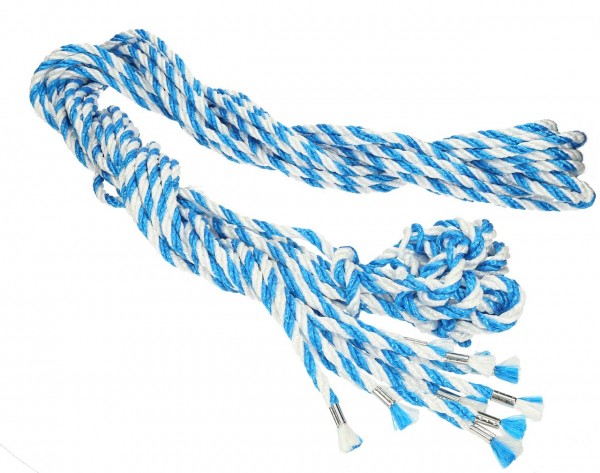 Kälberstrick Poly, weiß-blau - 180 cm