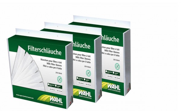 WAHL-Hausmarke Milchfilter genäht - 250 Stück im Spenderkarton - versch. Größen