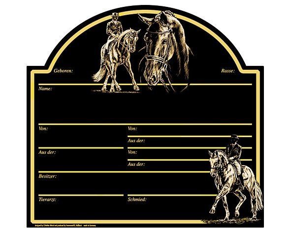 Design-Stalltafel schwarz,goldener Druck