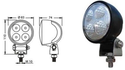 LED-Arbeitsscheinwerfer 12W = 900Lumen
